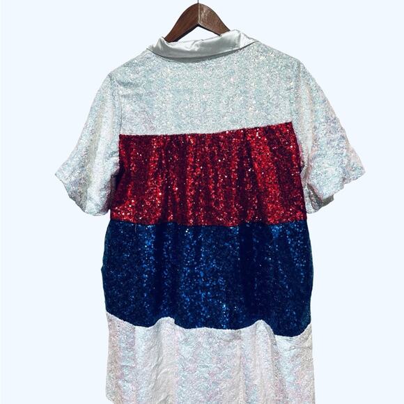 Peach Love California Kids Sequin Dress in Red, Blue, and White New No Tags - Picture 4 of 11